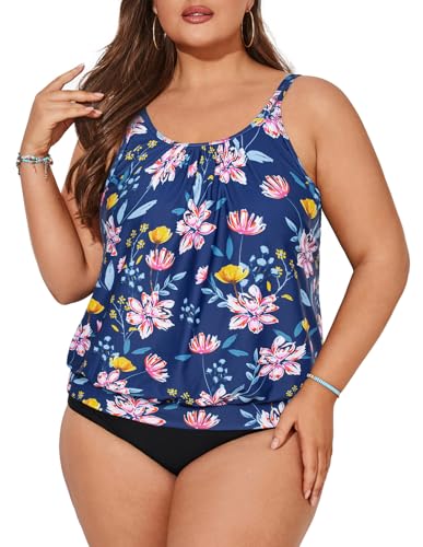 Hanna Nikole Female Large Size Two Piece Tankini Elegant Beachwear with Shorts Dunkelblau 54 von Hanna Nikole