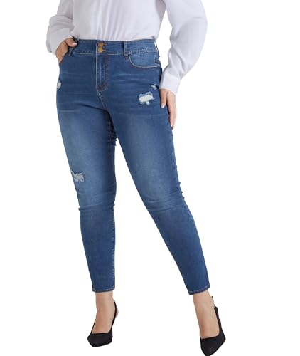 Hanna Nikole Female Skinny Jeans Skinny Fit Jeans Große Größen Hohe Taille Slim Jeanshose Blau 54 von Hanna Nikole