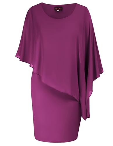 Hanna Nikole Festliche Kleider FüR Damen GroßE GrößE Chiffon-üBerwurf Kleid Paillettenkleid Festliche Kleider Cocktailkleid Knielang Abendkleider Glitzer Hochzeitsgast Outfit Party Kleider von Hanna Nikole