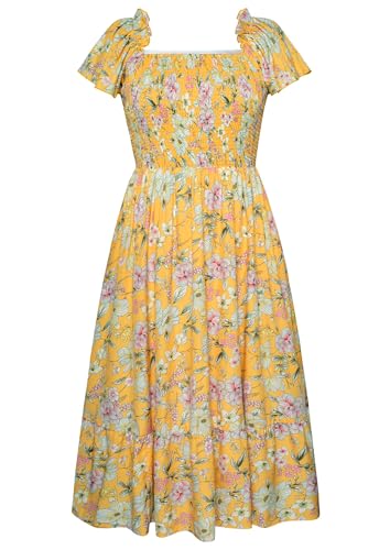 Hanna Nikole Frauen Große Größe Midikleid Knielang A-Linie Kleid Quadratischer Ausschnitt Freizeitkleider mit Taschen Gelbe Blumen 50 Hanna Nikole Frauen Große Größe Midikleid Knielang A-Linie Kleid Quadratischer Ausschnitt Freizeitkleider mit Taschen Gelbe Blumen 50 von Hanna Nikole