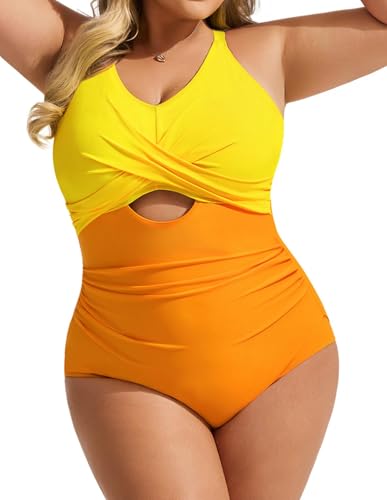Hanna Nikole Frauen Übergröße Badeanzug Monokini Bauchweg Sommer Badeanzug Stilvolles Badebekleidung Schlankheits Bademode Swimsuit Orange & Gelb 44 Hanna Nikole Frauen Übergröße Badeanzug Monokini Bauchweg Sommer Badeanzug Stilvolles Badebekleidung Schlankheits Bademode Swimsuit Orange & Gelb 44 von Hanna Nikole