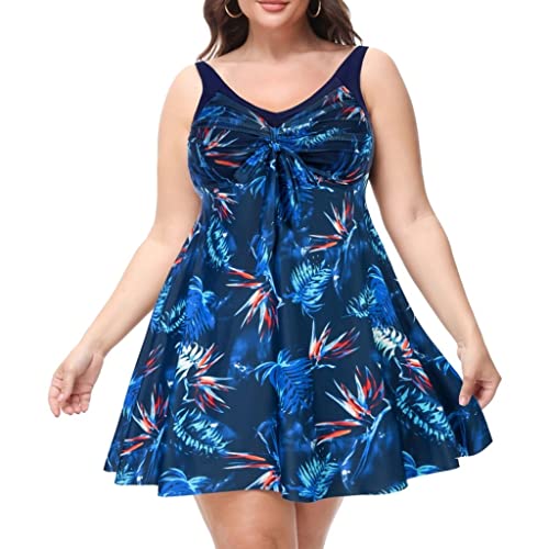 Hanna Nikole Grosse GrÖssen Tankini Damen Bauchweg Adjustable Zweiteilig BadeanzÜge Marineblaue Blumen 48 von Hanna Nikole