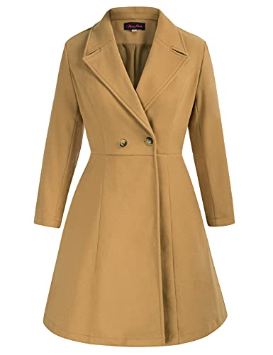 Hanna Nikole Große Größen Trenchcoat Knielang Herbst Winter Warm Wollmantel Kamel 48 von Hanna Nikole