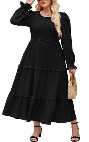 Hanna Nikole Kleid A Line Damen GroßE GrößEn Vintage Hochzeitsgast Kleider Elegant Herbst Langarm Cocktailkleider Festliches Abendkleider HochzeitsgäSte Freizeitkleider Mit Taschen von Hanna Nikole