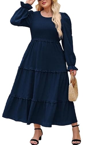 Hanna Nikole Kleid Damen Elegant GroßE GrößEn Abendkleider Kleid Herbst Langarm Cocktailkleider A Line Festliches Abendkleider HochzeitsgäSte Vintage Kleider Freizeitkleider Mit Taschen von Hanna Nikole
