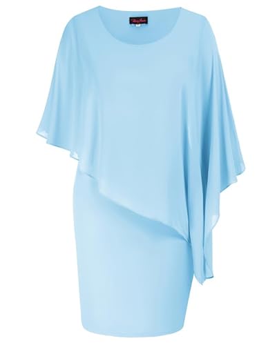 Hanna Nikole Midikleid Damen Elegant GroßE GrößE Chiffon-üBerwurf Kleid Paillettenkleid Festliche Kleider Spitzenkleid Cocktailkleid Knielang Abendkleider Glitzer Hochzeitsgast Outfit Party Kleider von Hanna Nikole