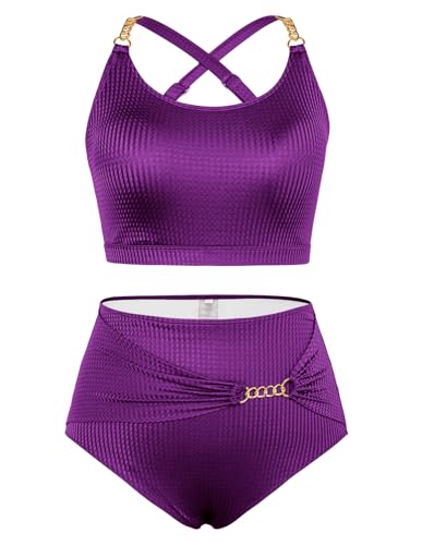 Hanna Nikole Modisches einfarbiges Bikini-Set Sommer-Badeanzug-Set mit geteiltem Schnitt von Hanna Nikole