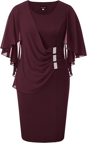 Hanna Nikole Plus Size Abschlussballkleid Damen Rhinestones Kurze Hochzeitskleid Dark Red M von Hanna Nikole