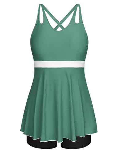 Hanna Nikole Tankini Damen Bademode Set Raffung Einteilige bademode Swimsuits for Women für Foto 2025 Sommer Floral S von Hanna Nikole