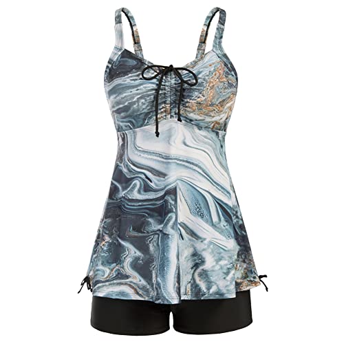 Hanna Nikole Tankini Damen Bauchweg Strand Mode Swimsuits Wellenmuster Druck M von Hanna Nikole