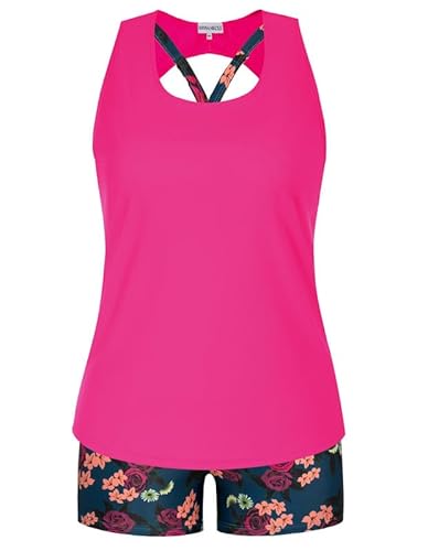 Hanna Nikole Tankini FüR Damen GroßE GrößEn 3-teilige Push UP Bikini-Tops Und High Waist Badeshorts Bauchweg Badeanzug Bademode Verstellbareelegant Schwimmanzug von Hanna Nikole