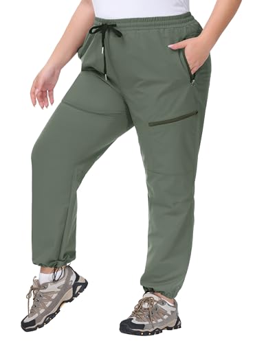Hanna Nikole Trekkinghose Grosse Grössen Damen Elastisch Wasserabweisend Freizeit Joggen Hosen Olive Green 52 von Hanna Nikole