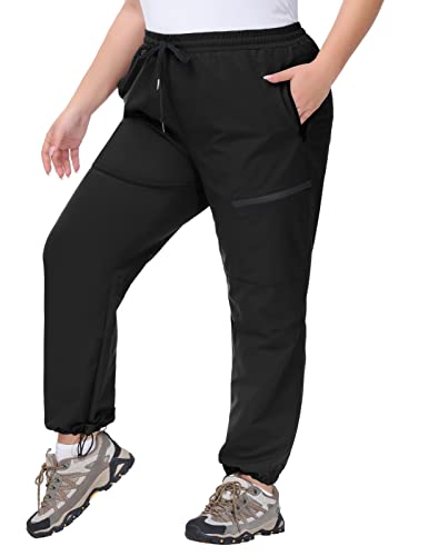 Hanna Nikole Trekkinghose Grosse Grössen Damen Elastisch Wasserabweisend Freizeit Joggen Hosen Schwarz 52 von Hanna Nikole