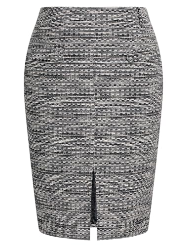 Hanna Nikole Tweed Hüftwickelrock in großer Größe mit geteilter Front Midi Länge Büro Bleistiftrock Hanna Nikole Tweed Hüftwickelrock in großer Größe mit geteilter Front Midi Länge Büro Bleistiftrock von Hanna Nikole