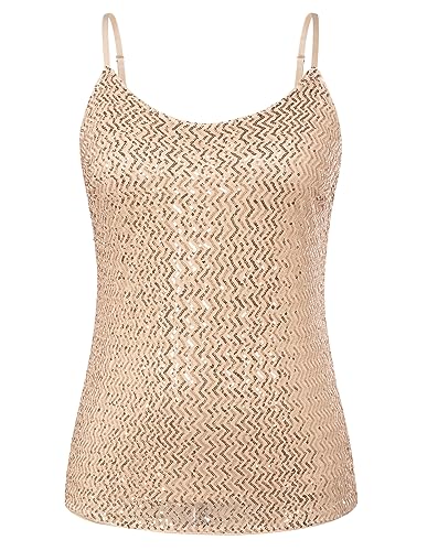 Spaghettiträgern Top Damen Große Größe Glitzer Oberteile Ärmellos Cocktail Elegant Tank Aprikose 54 von Hanna Nikole