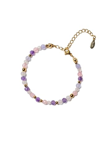 Hannah Store Fische Amethyst Mondstein Jadeit Premium Sternzeichen Armband mit Natursteinen eleganter Damen Schmuck verstellbares Naturstein Armband mit mehrfarbigen Edelsteinen von Hannah Store