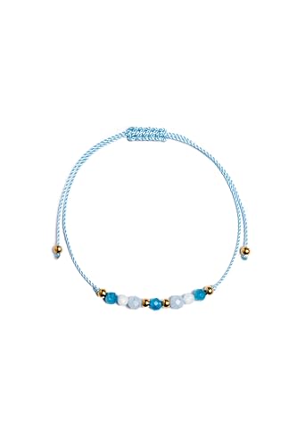 Hannah Store Fische Sternzeichen Armband mit Natursteinen Apatit Mondstein Aquamarin eleganter Damen Schmuck verstellbares Naturstein Armband mit mehrfarbigen Edelsteinen von Hannah Store