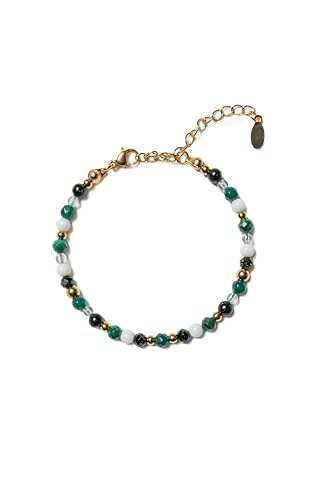 Hannah Store Stier Jadeit Smaragd Malachit Premium Sternzeichen Armband mit Natursteinen eleganter Damen Schmuck verstellbares Naturstein Armband mit mehrfarbigen Edelsteinen von Hannah Store