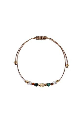 Hannah Store Zwillinge Tigerauge Citrin Smaragd Sternzeichen Armband mit Natursteinen eleganter Damen Schmuck verstellbares Naturstein Armband mit mehrfarbigen Edelsteinen von Hannah Store