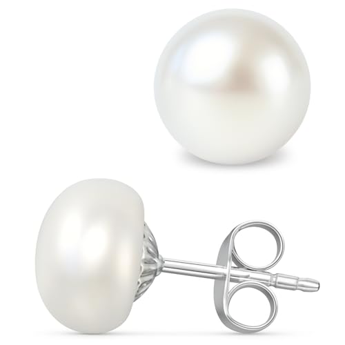 Hannah´s Treasures Perlenohrringe Silber 925 Damen [Echte Süsswasserzuchtperlen] 4-11mm / 1 Paar | Boutonform | Ohrringe silber 925 Stecker | Perlen Ohrringe 925 silber | Ohrringe Stecker (4-4,5 mm) von Hannah's Treasures
