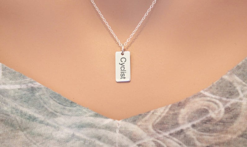 Anhänger 925Er Silber Radsportler-Halskette Charm Mit Gravur von HannahCatherines