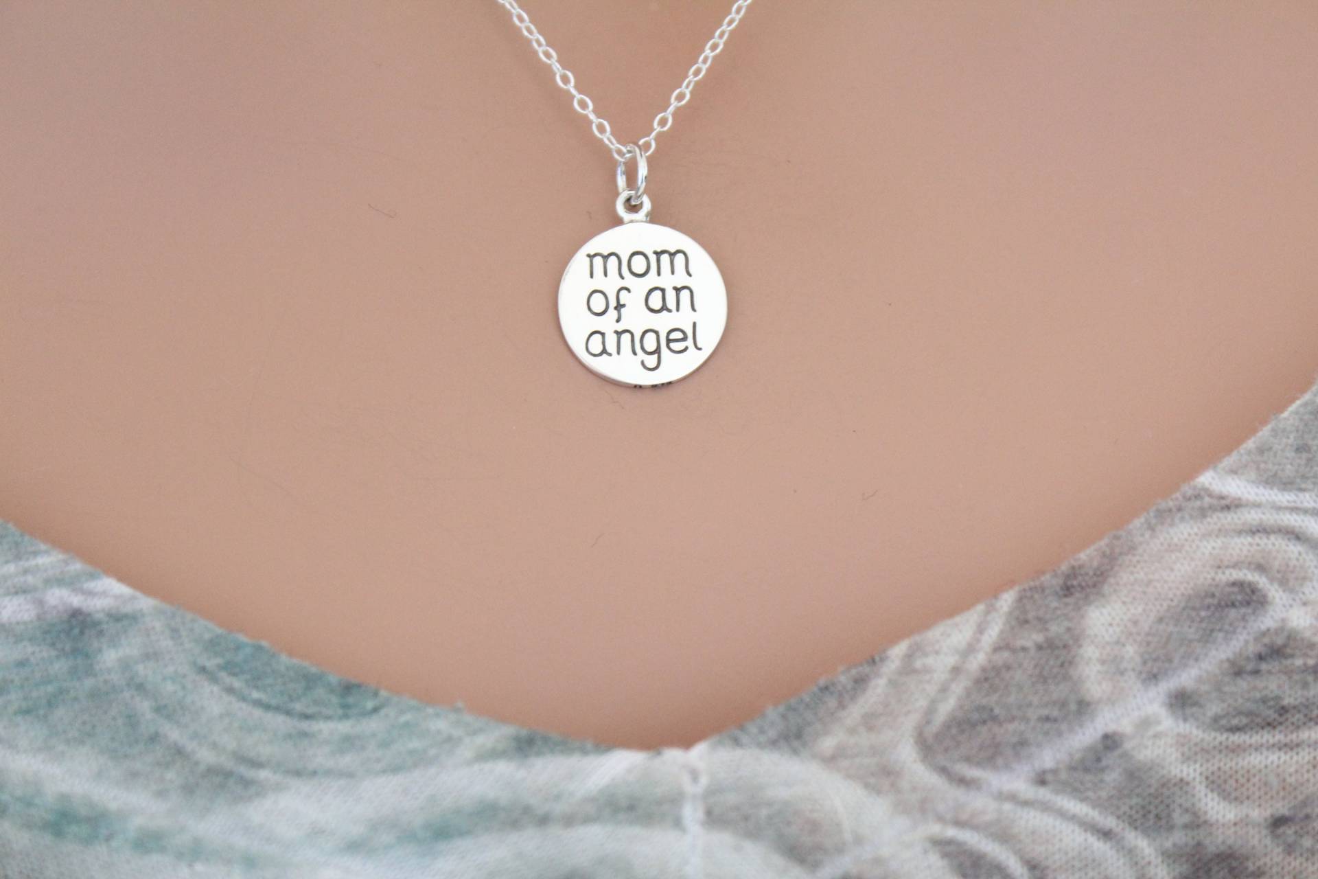 Fehlgeburts-Memorial-Charme Aus Sterlingsilber - Mutter Eines Engels Halskette, Silber Schöne Halskette von HannahCatherines