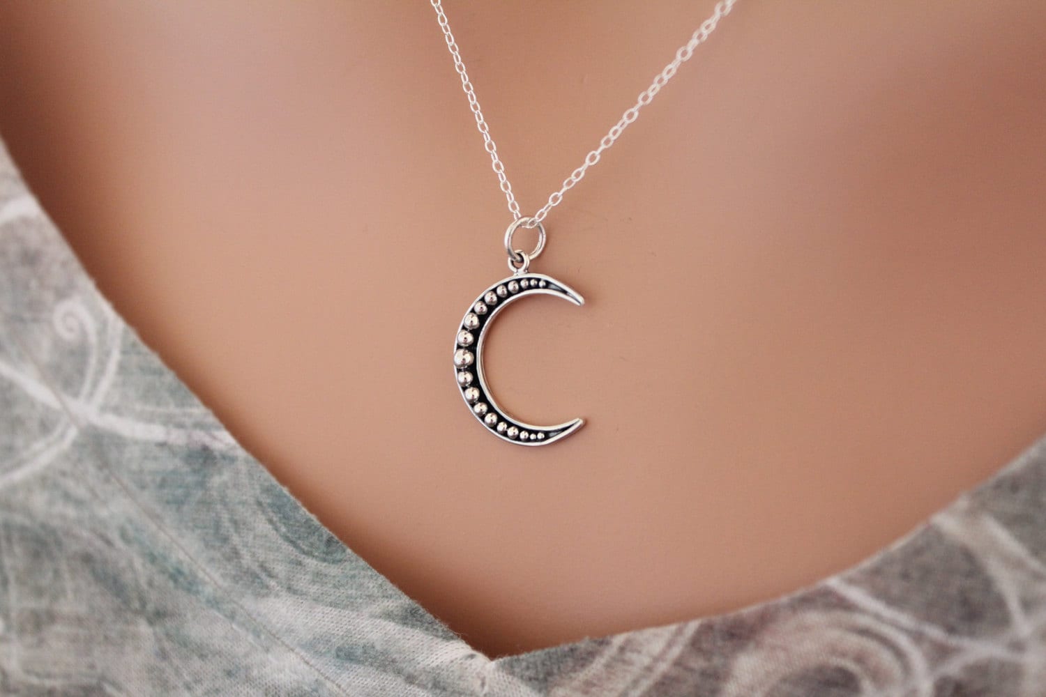 sterling Silber Halbmond Anhänger Halskette Einzigartiges Design von HannahCatherines