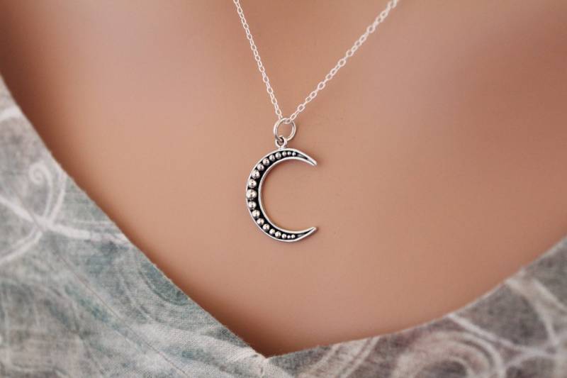 sterling Silber Halbmond Anhänger Halskette Einzigartiges Design von HannahCatherines