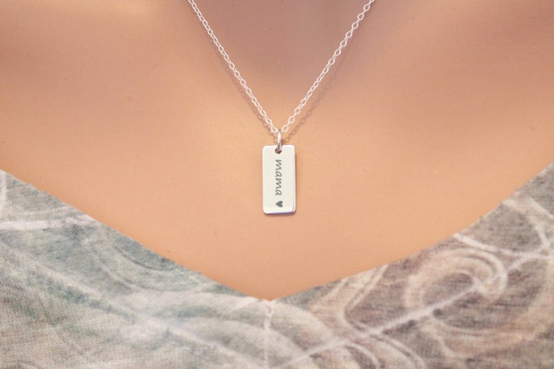 sterling Silber Mama Herz Anhänger Halskette Personalisierter Mit Gravur von HannahCatherines