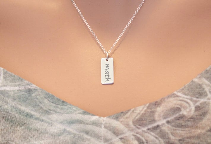 Mathe-Charme-Halskette, Mathe-Lehrer-Halskette, Mathe-Schmuck, Mathe-Wort-Halskette, Geschenk Für Mathe-Lehrer, Math-Major von HannahCatherines