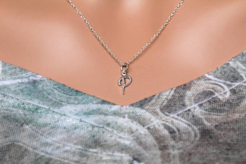 sterling Silber Schreibschrift Initial P Halskette von HannahCatherines