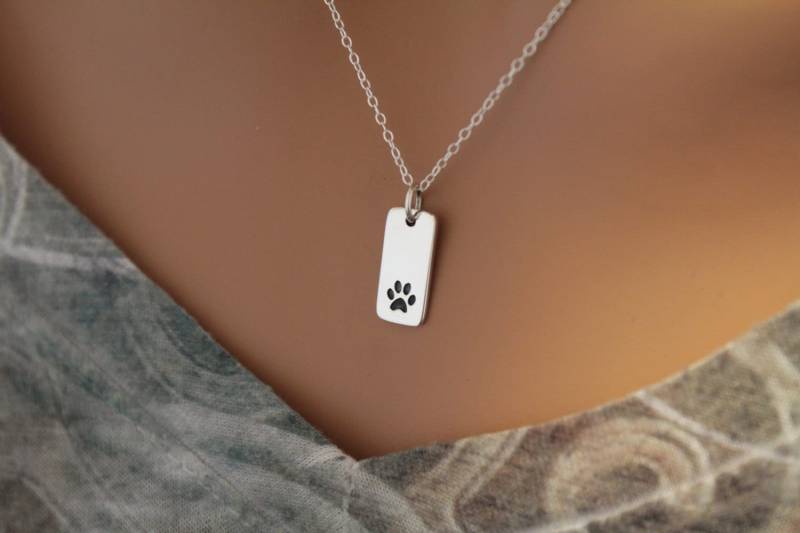 sterling Silber Gestempelt Pfote Abdruck Anhänger Halskette von HannahCatherines