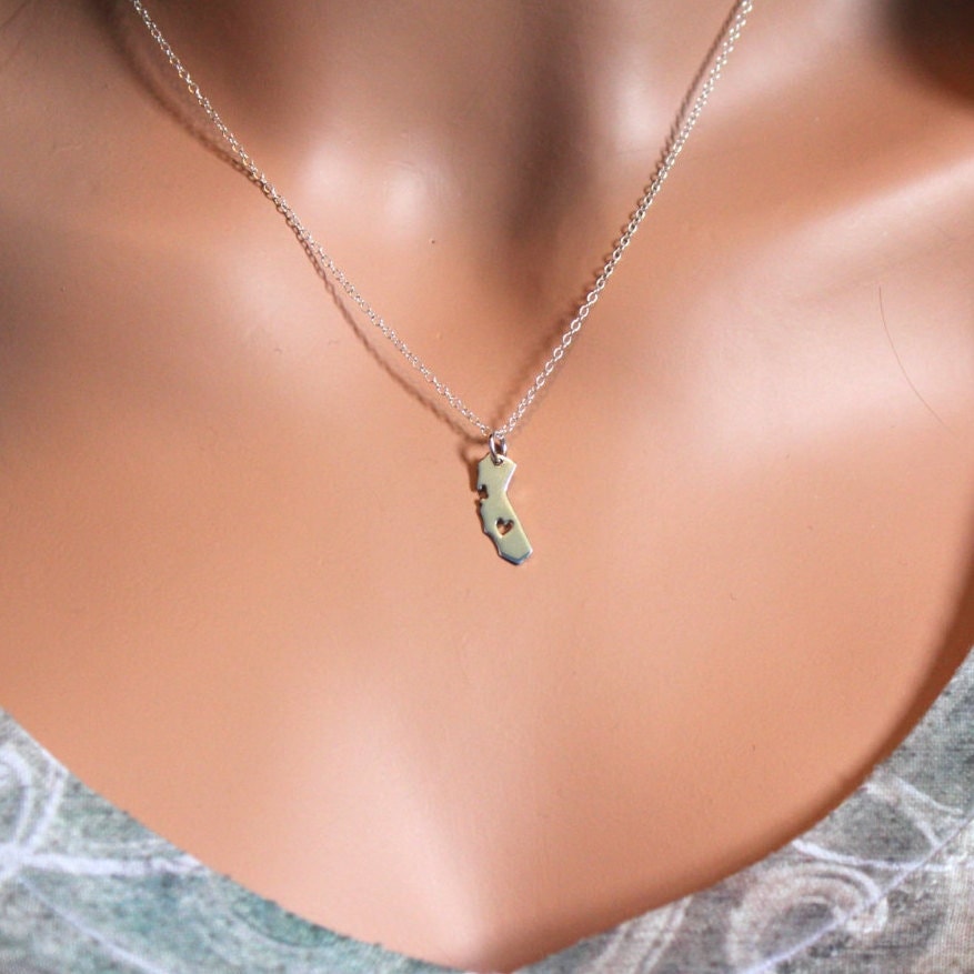Kalifornien Zustand Halskette Herz Ausschnitt Charm von HannahCatherines
