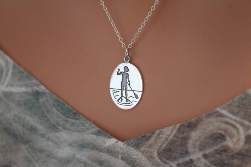 Sterling Silber Stand Up Paddle Mädchen Halskette von HannahCatherines