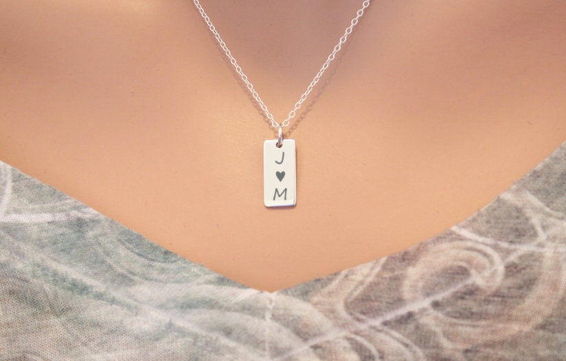sterling Silber Initial Bar Halskette Personalisierter Zwei Buchstaben Anhänger von HannahCatherines