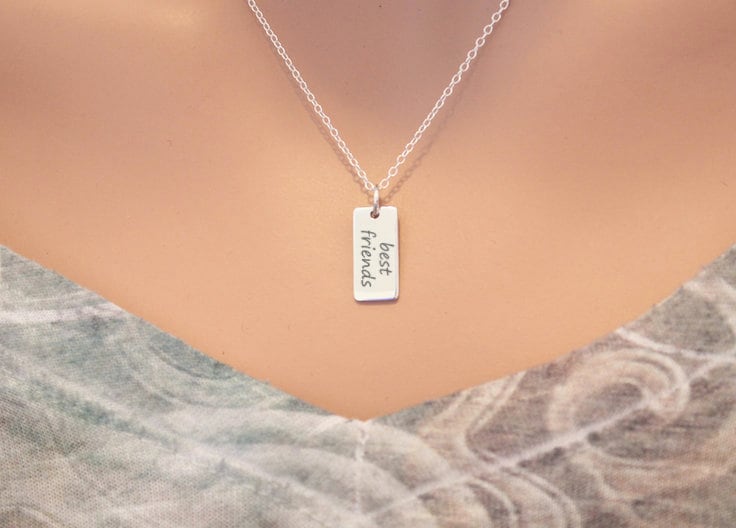 sterling Silber Beste Freunde Charme Halskette, Halskette Für 5, Schmuck, 2 von HannahCatherines