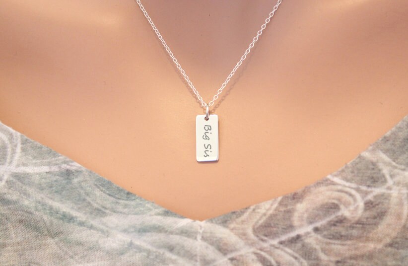 sterling Silber Big Sis Anhänger Halskette Gravur Schwester Geschenk von HannahCatherines