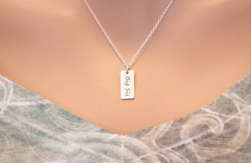 sterling Silber Big Sis Anhänger Halskette Gravur Schwester Geschenk von HannahCatherines