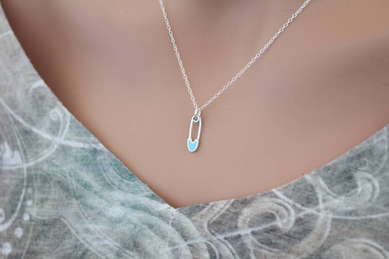 sterling Silber Blau Baby Pin Halskette Neue Mutter Geschenk von HannahCatherines