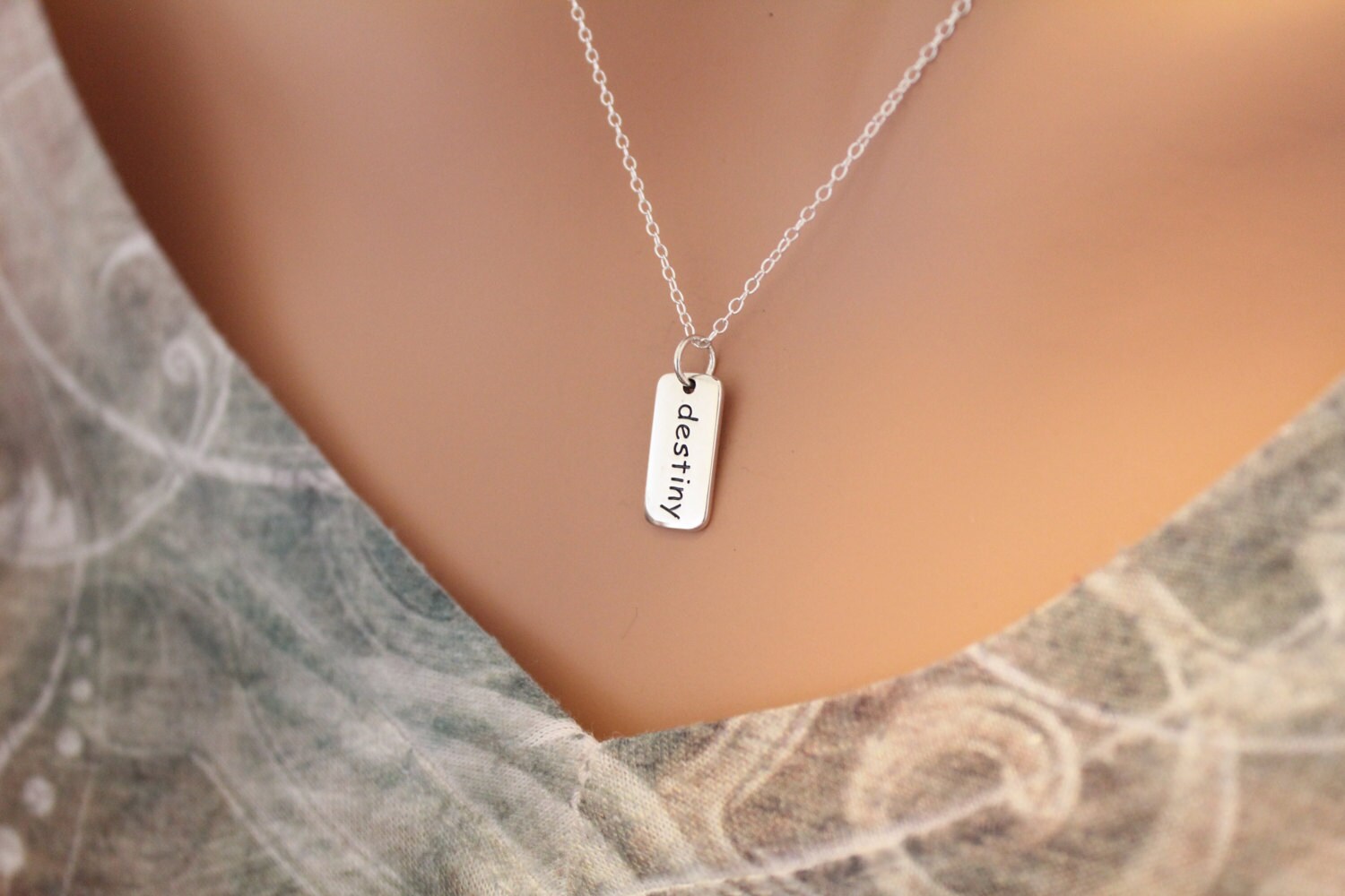 sterling Silber Destiny Wort Charm Halskette von HannahCatherines