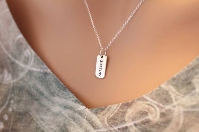 sterling Silber Destiny Wort Charm Halskette von HannahCatherines