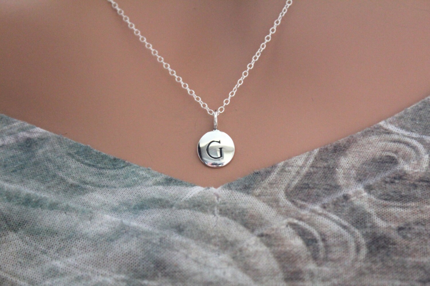 sterling Silber Initial G Halskette Charm Gestempelt von HannahCatherines