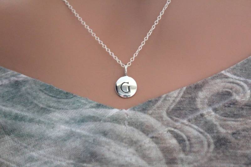 sterling Silber Initial G Halskette Charm Gestempelt von HannahCatherines