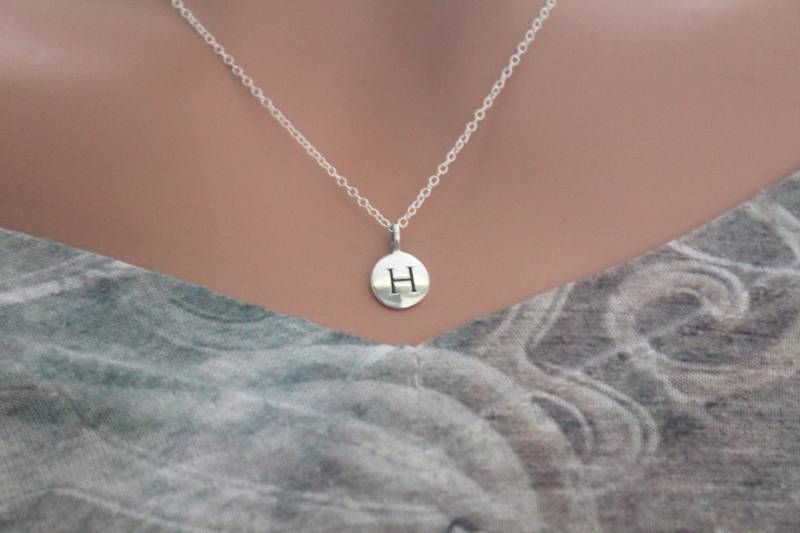 sterling Silber Initial H Halskette Gestempelt Charm von HannahCatherines