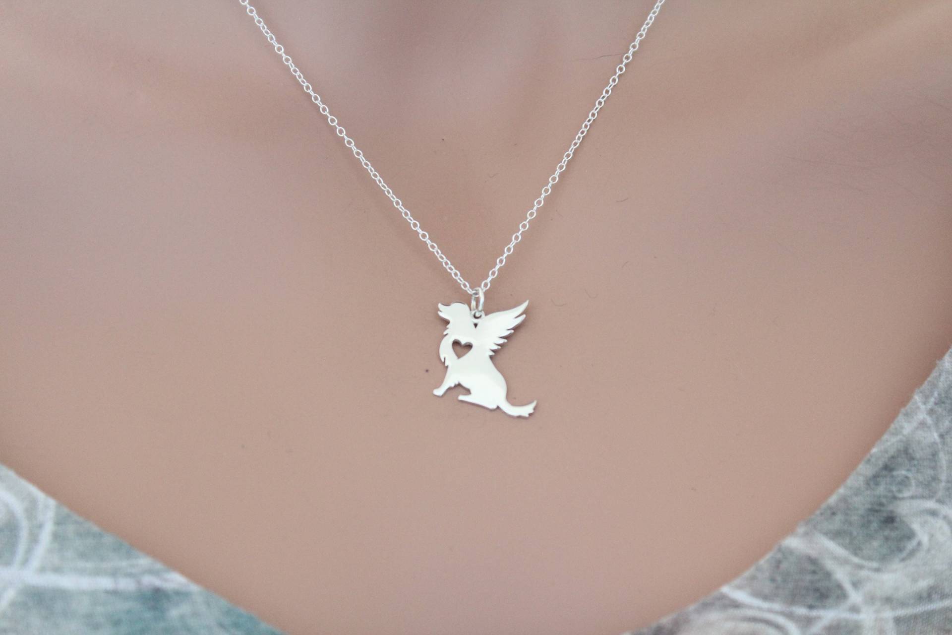 sterling Silber Engel Hund Halskette Haustier Erinnerungsanhänger von HannahCatherines