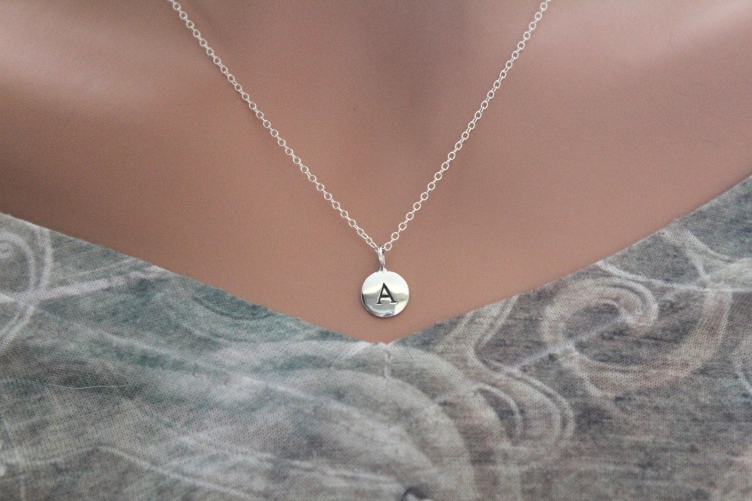 sterling Silber Initial A Halskette Charm Gestempelt von HannahCatherines