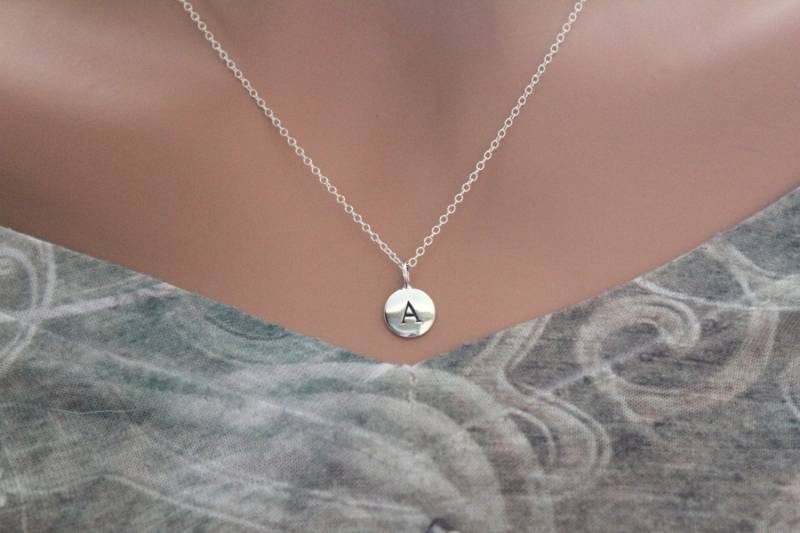 sterling Silber Initial A Halskette Charm Gestempelt von HannahCatherines