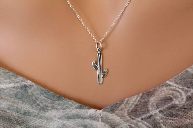 sterling Silber Kaktus Charm Halskette Western Schmuck von HannahCatherines