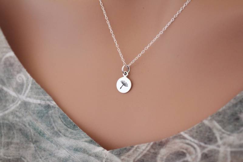 sterling Silber Pusteblume Charm Halskette Winziger Blumen Anhänger von HannahCatherines