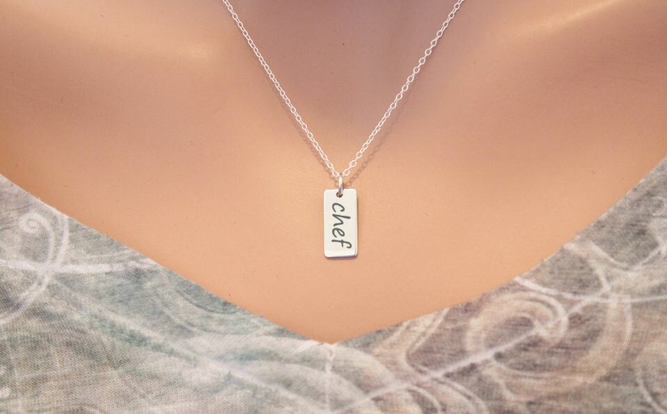 sterling Silber Koch Halskette Gravierte Geschenk von HannahCatherines